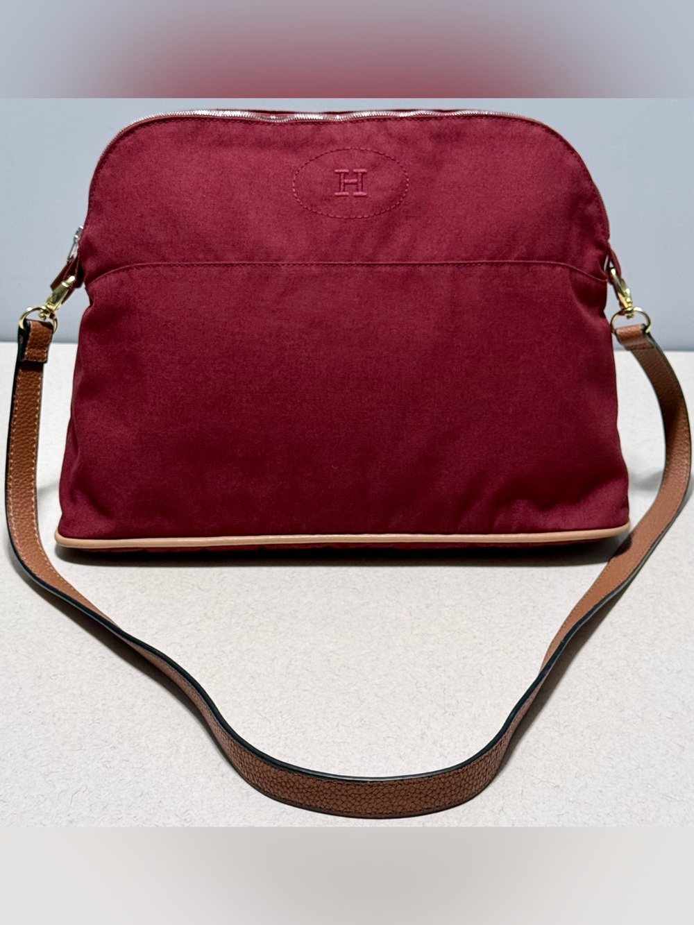 Hermès Bolide Pouch in Bordeaux Cotton Canvas